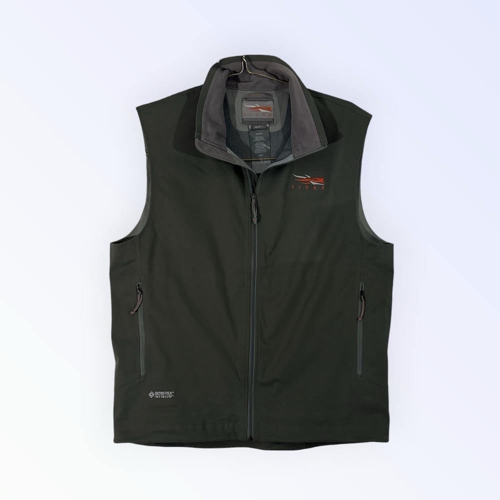Sitka‎ Mountain Vest Softshell Gray Full-Zip Gore-Tex Inifinium Hunting Large